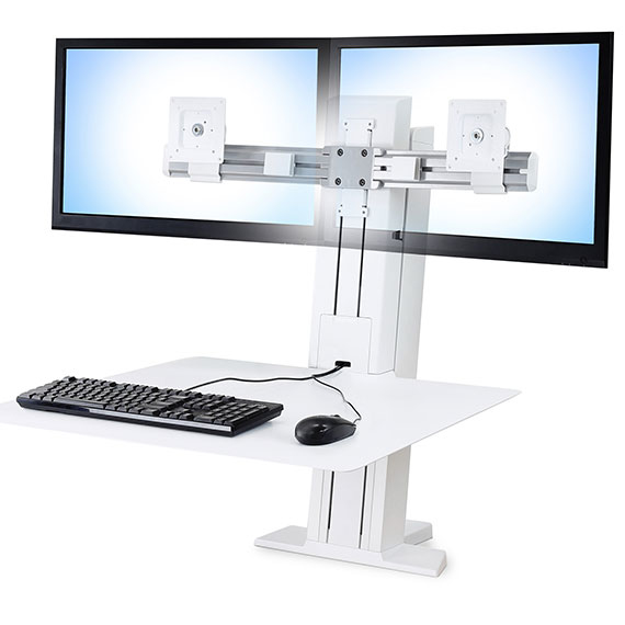 Monitor Mount - WorkFit-SR - Desk - 2 monitor - Sit-Stand Desktop Workstation - Tilt/Rotate - Up to 24in - White