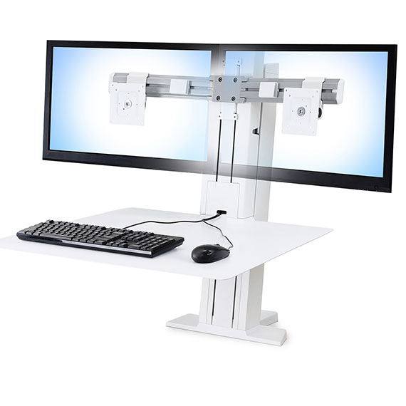 Monitor Mount - WorkFit-SR - Desk - 2 monitor - Sit-Stand Desktop Workstation - Tilt/Rotate - Up to 24in - White