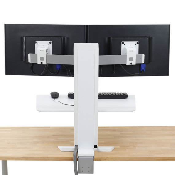 Monitor Mount - WorkFit-SR - Desk - 2 monitor - Sit-Stand Desktop Workstation - Tilt/Rotate - Up to 24in - White