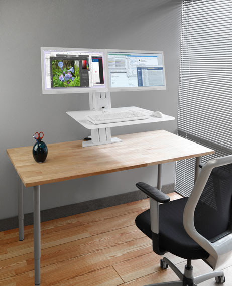 Monitor Mount - WorkFit-SR - Desk - 2 monitor - Sit-Stand Desktop Workstation - Tilt/Rotate - Up to 24in - White