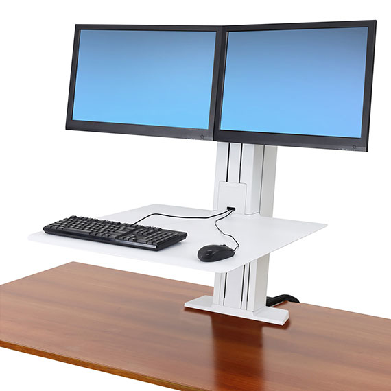 Monitor Mount - WorkFit-SR - Desk - 2 monitor - Sit-Stand Desktop Workstation - Tilt/Rotate - Up to 24in - White