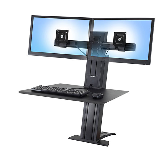Monitor Mount - WorkFit-SR - Desk - 2 monitor - Sit-Stand Desktop Workstation - Tilt/Rotate - Up to 24in - Black