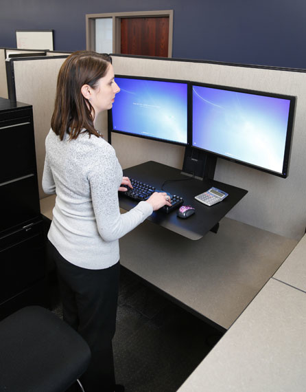Monitor Mount - WorkFit-SR - Desk - 2 monitor - Sit-Stand Desktop Workstation - Tilt/Rotate - Up to 24in - Black