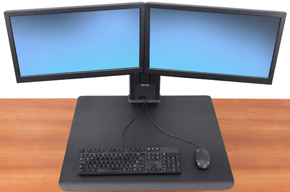 Monitor Mount - WorkFit-SR - Desk - 2 monitor - Sit-Stand Desktop Workstation - Tilt/Rotate - Up to 24in - Black