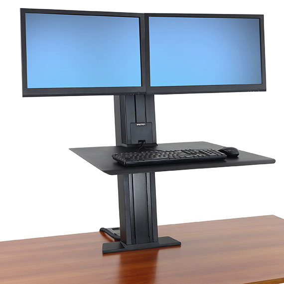 Monitor Mount - WorkFit-SR - Desk - 2 monitor - Sit-Stand Desktop Workstation - Tilt/Rotate - Up to 24in - Black