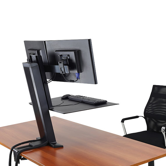 Monitor Mount - WorkFit-SR - Desk - 2 monitor - Sit-Stand Desktop Workstation - Tilt/Rotate - Up to 24in - Black