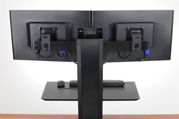 Monitor Mount - WorkFit-SR - Desk - 2 monitor - Sit-Stand Desktop Workstation - Tilt/Rotate - Up to 24in - Black
