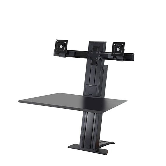 Monitor Mount - WorkFit-SR - Desk - 2 monitor - Sit-Stand Desktop Workstation - Tilt/Rotate - Up to 24in - Black