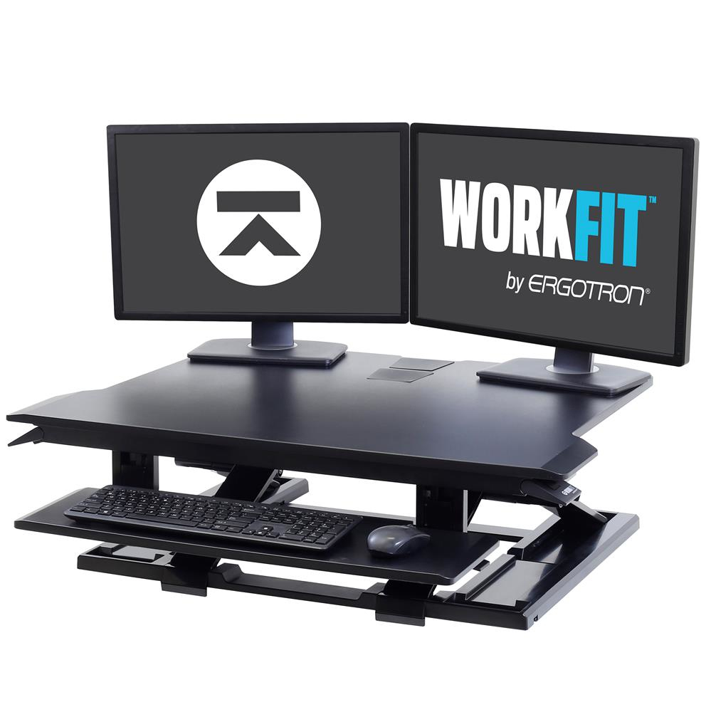 WorkFit-TX Standing Desk Converter Sit-Stand Desk Workstation - Height-Adjustable Keyboard