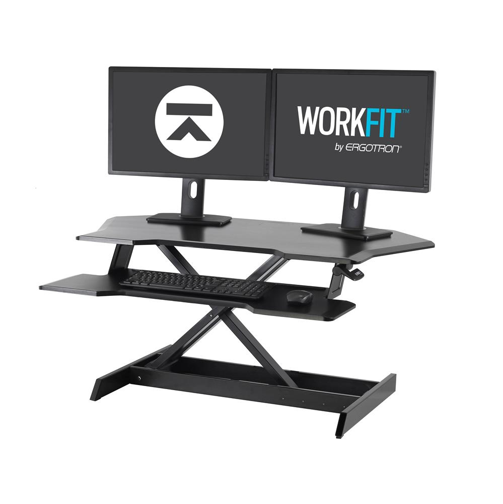 WorkFit Corner Standing Desk Converter Sit-Stand Desk Workstation