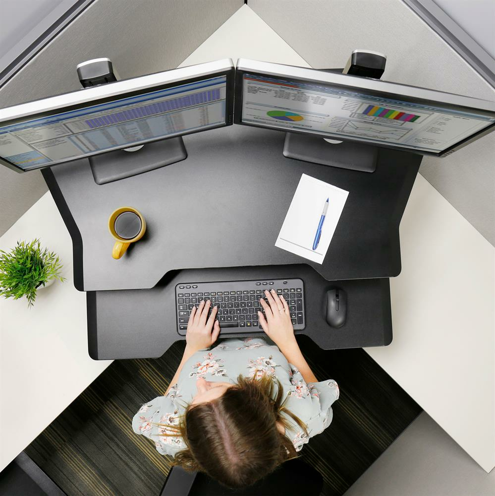 WorkFit Corner Standing Desk Converter Sit-Stand Desk Workstation