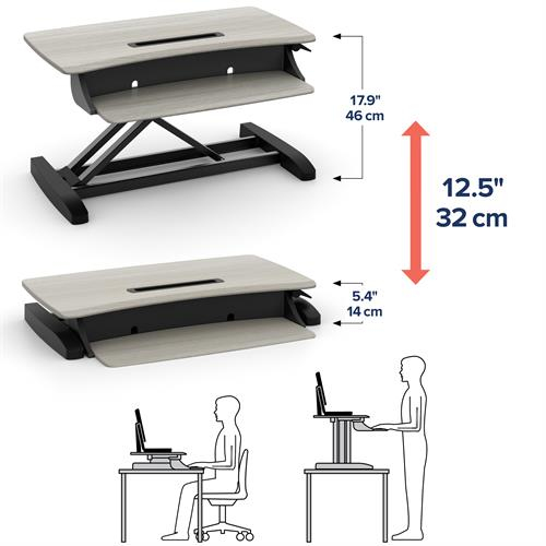 WorkFit-Z Mini, Standing Desk Workstation Sit-Stand Desk Converter - Small Surface