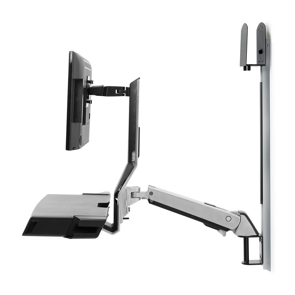 Keyboard & Monitor Mount - SV Combo System with Worksurface & Pan, Small CPU Holder - 1 monitor - Tilt/Pan/Rotate - up to 24in - Aluminium