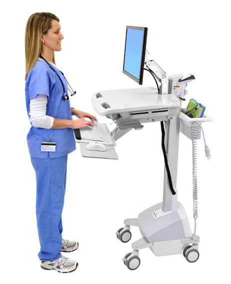 StyleView Cart with LCD Arm, LiFe Powered, Full-Featured Medical Cart White CHE