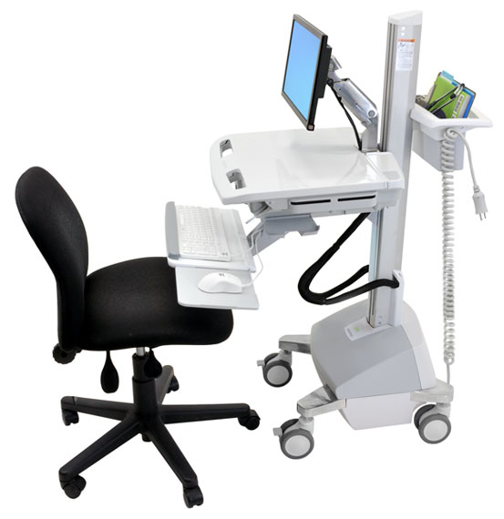 StyleView Cart with LCD Arm, LiFe Powered, Full-Featured Medical Cart White CHE