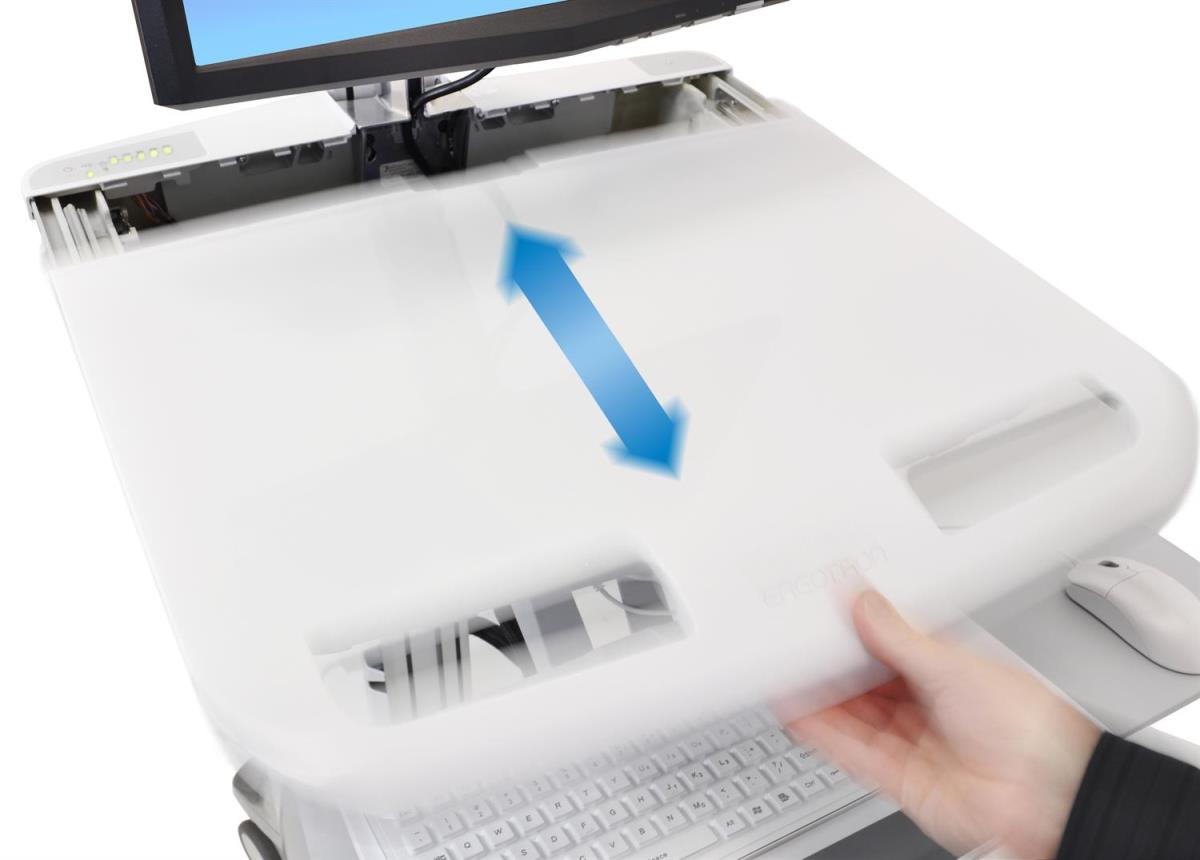 Styleview Emr LCD Cart LiFe Powered Pivot (white Grey And Polished Aluminum) CHE