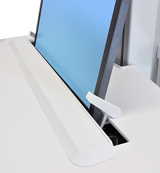 Styleview Laptop Cart SLA Powered 2 Drawers (white Grey And Polished Aluminum) CHE