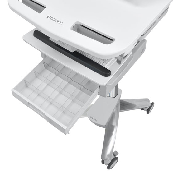Styleview Laptop Cart LiFe Powered 6 Drawers (white Grey And Polished Aluminum) CHE
