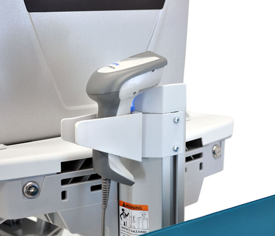 Styleview Cart With LCD Arm SLA Powered 2 Drawers (white Grey And Polished Aluminum) CHE