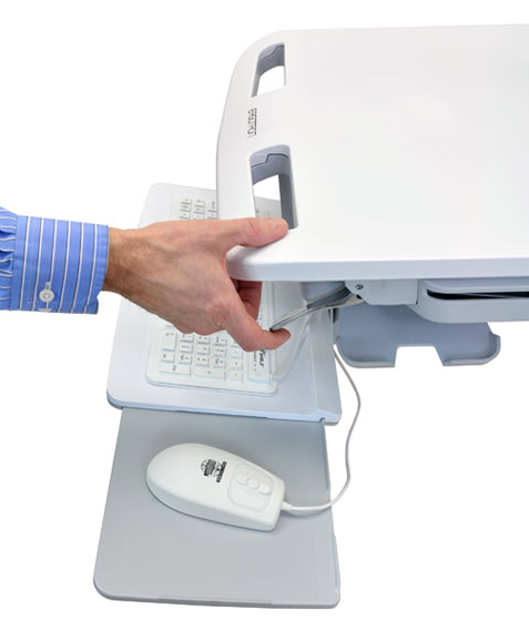 Styleview Cart With LCD Arm SLA Powered 4 Drawers (white Grey And Polished Aluminum) CHE