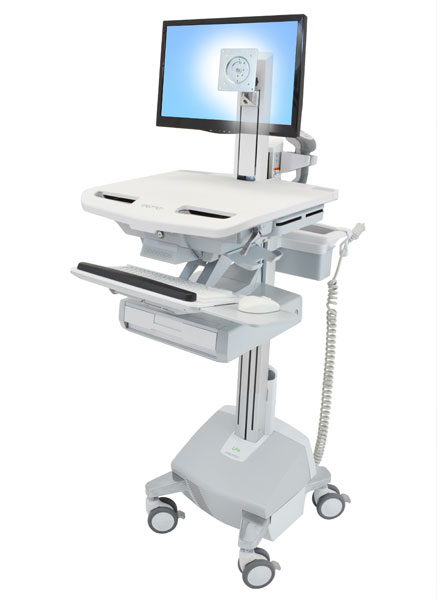 Styleview Cart With LCD Pivot LiFe Powered 1 Drawer (white Grey And Polished Aluminum) CHE