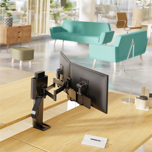 Monitor Mount - TRACE - Desk - 2 monitor - Tilt/Pan/Rotate - up to 27in - Black