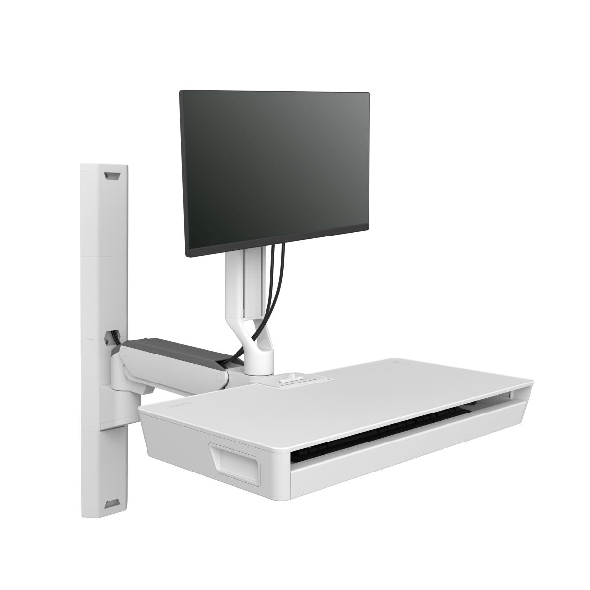 Keyboard & Monitor Mount Workstation - CareFit Combo System with Worksurface - Desk - 1 monitor - Tilt/Pan/Rotate - up to 27in - White