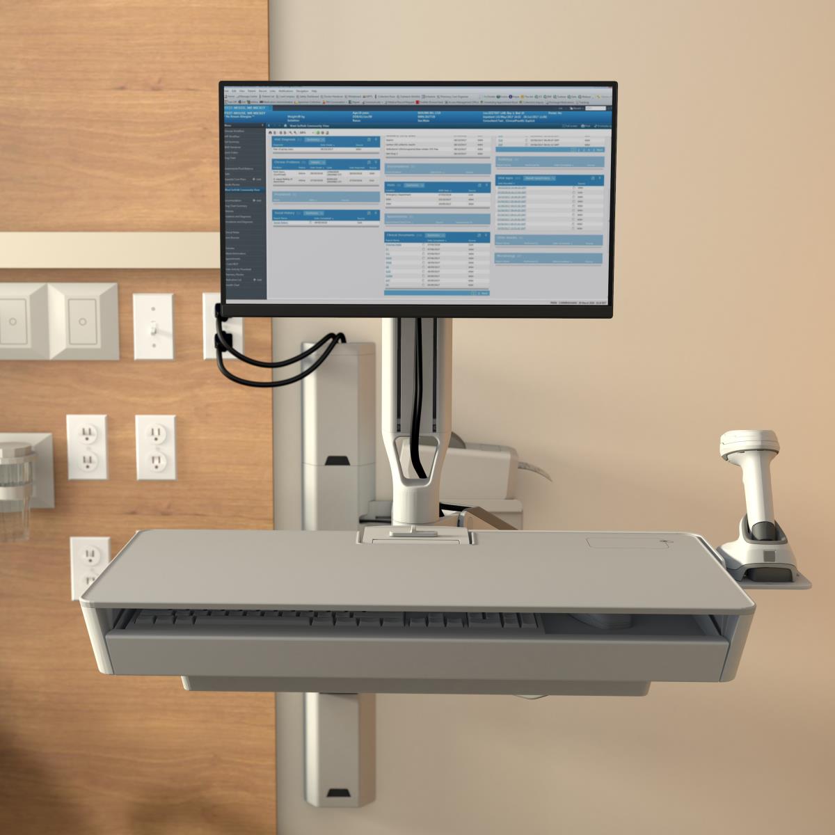 Keyboard & Monitor Mount Workstation - CareFit Combo System with Worksurface - Desk - 1 monitor - Tilt/Pan/Rotate - up to 27in - White