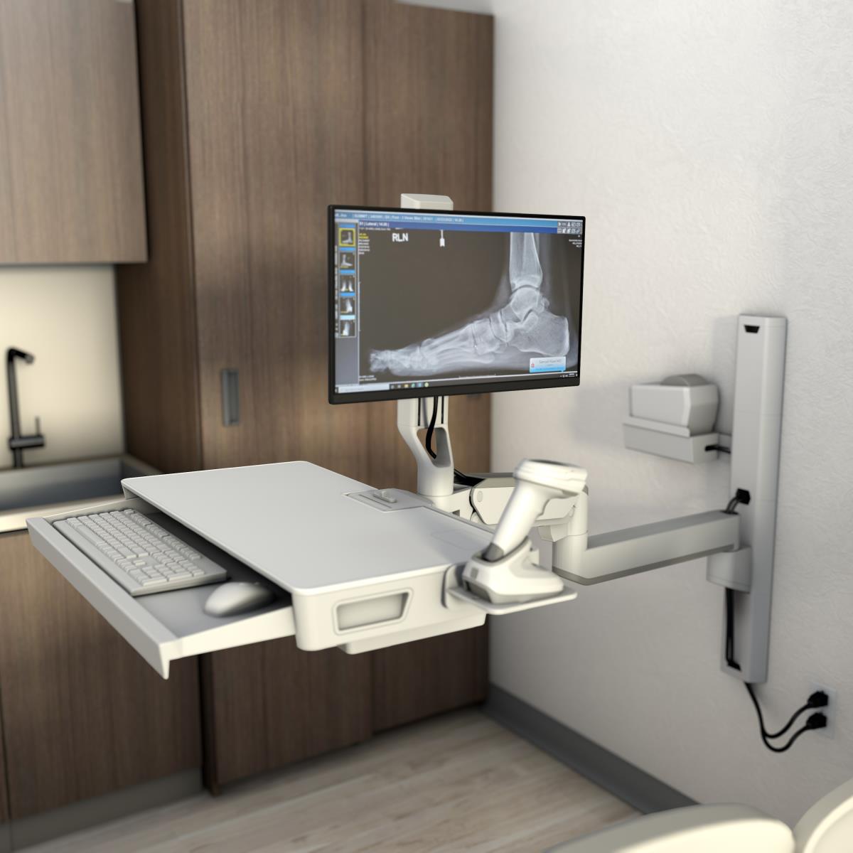 Keyboard & Monitor Mount Workstation - CareFit Combo System with Worksurface - Desk - 1 monitor - Tilt/Pan/Rotate - up to 27in - White