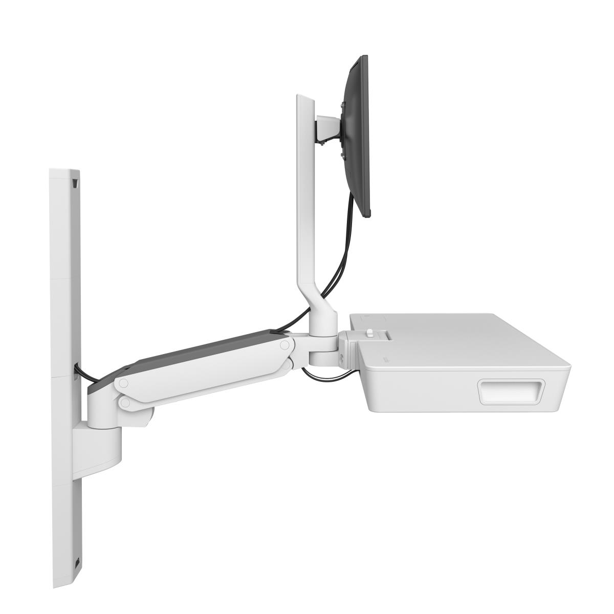 Keyboard & Monitor Mount Workstation - CareFit Combo System with Worksurface - Desk - 1 monitor - Tilt/Pan/Rotate - up to 27in - White