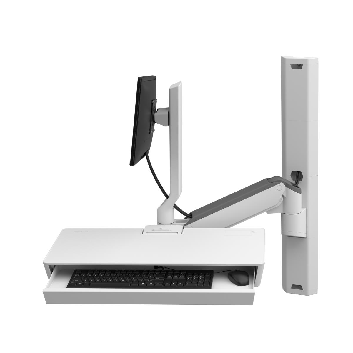 Keyboard & Monitor Mount Workstation - CareFit Combo System with Worksurface - Desk - 1 monitor - Tilt/Pan/Rotate - up to 27in - White