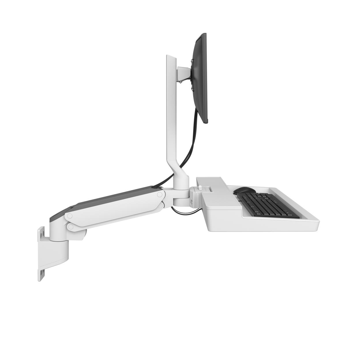 Keyboard & Monitor Mount - CareFit Combo Arm - Wall - 1 monitor - Tilt/Pan/Rotate - up to 27in - White