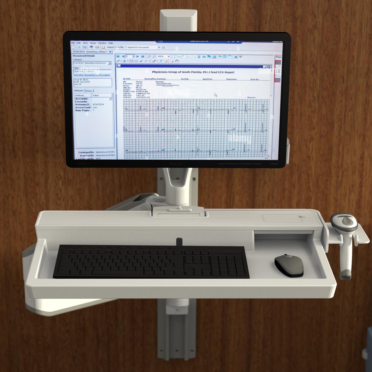 Keyboard & Monitor Mount - CareFit Combo Arm - Wall - 1 monitor - Tilt/Pan/Rotate - up to 27in - White