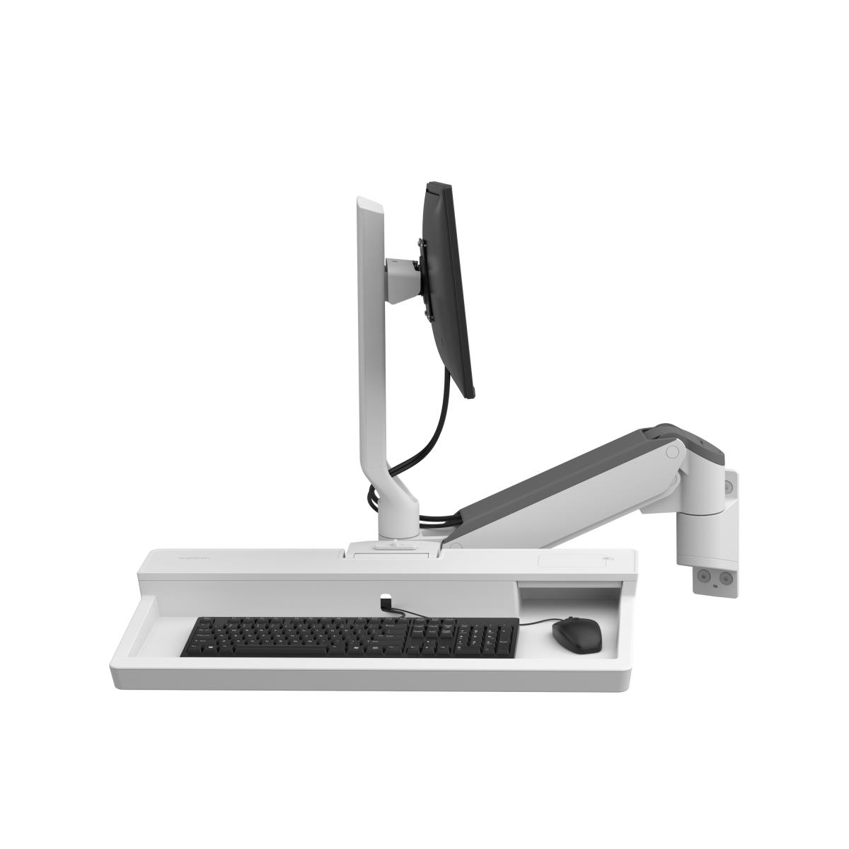 Keyboard & Monitor Mount - CareFit Combo Arm - Wall - 1 monitor - Tilt/Pan/Rotate - up to 27in - White