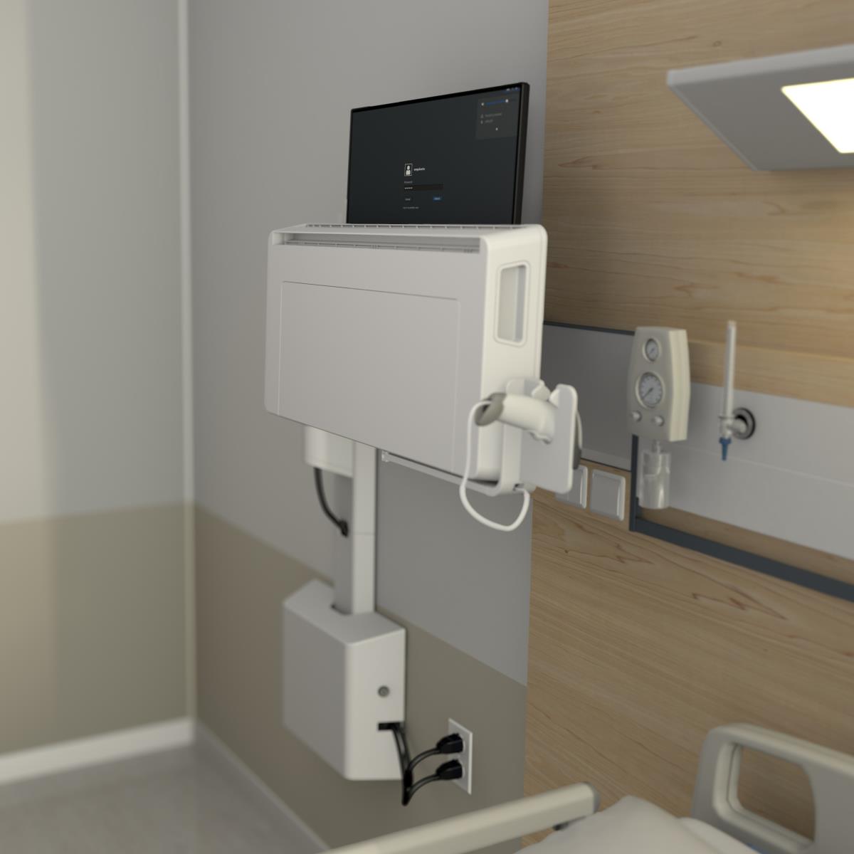 Keyboard & Monitor Mount - CareFit Combo Arm with Worksurface - Wall - 1 monitor - Tilt/Pan/Rotate - up to 27in - White