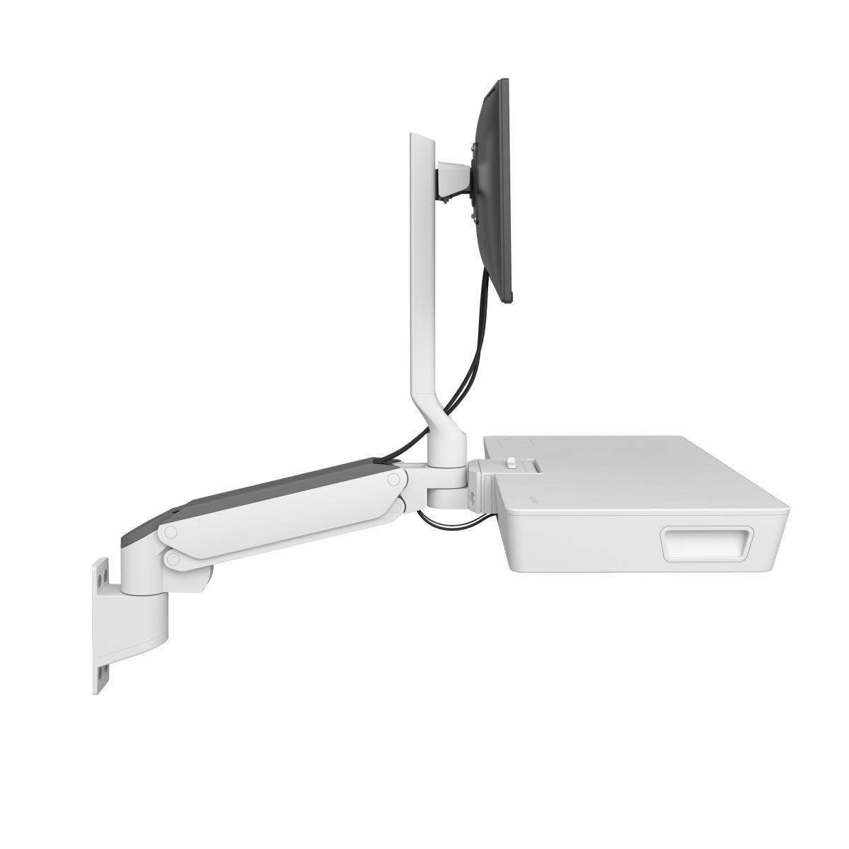 Keyboard & Monitor Mount - CareFit Combo Arm with Worksurface - Wall - 1 monitor - Tilt/Pan/Rotate - up to 27in - White