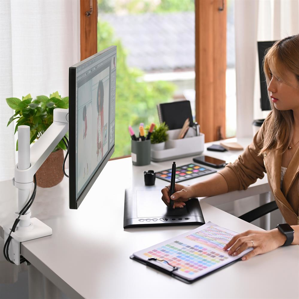 Monitor Mount - NX - Desk - 1 monitor - Tilt/Pan/Rotate - up to 34in - White