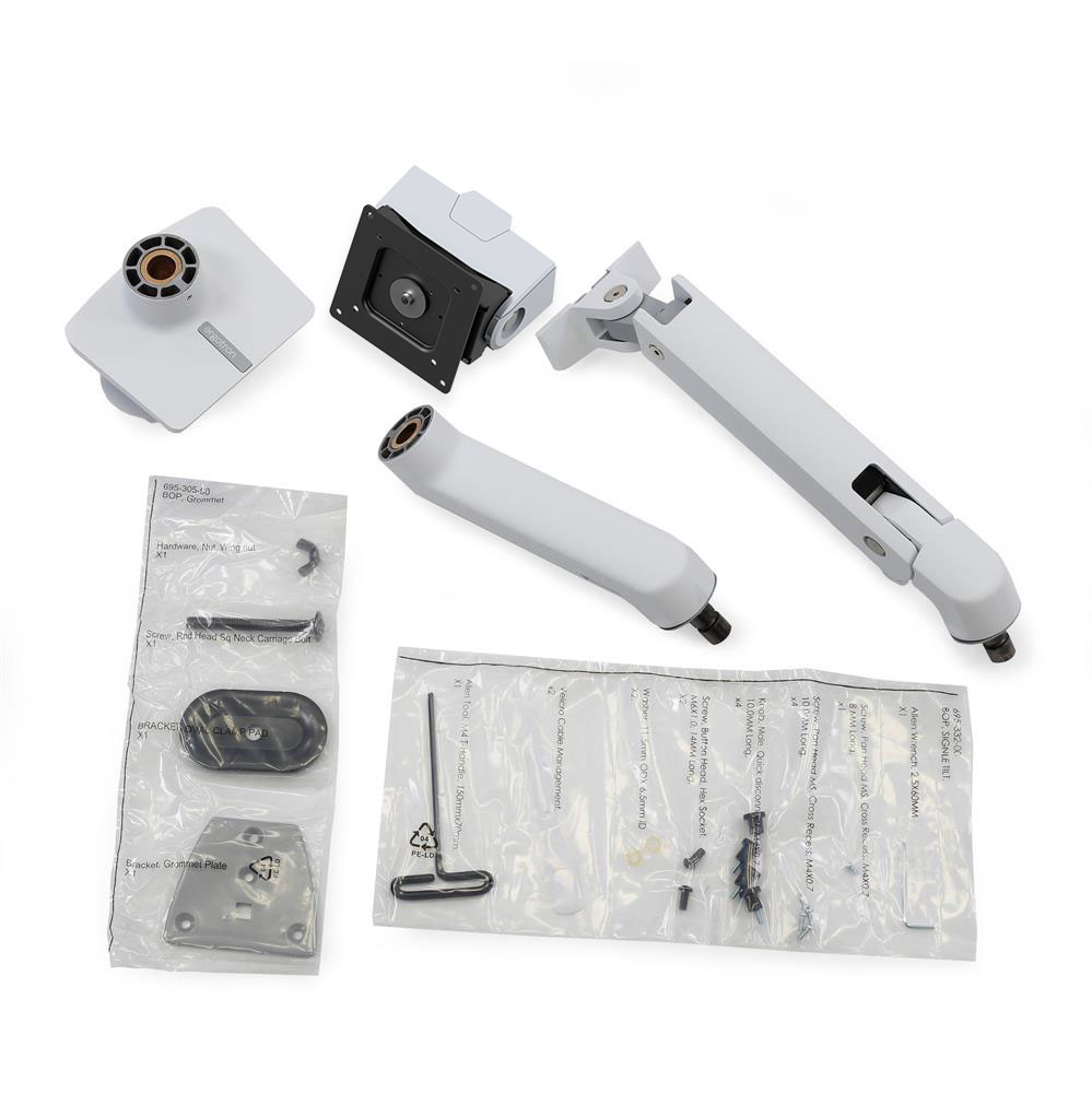 Monitor Mount - HX Desk Monitor Arm with VHD Pivot - 1 monitor - Tilt/Pan/Rotate - up to 57in - White