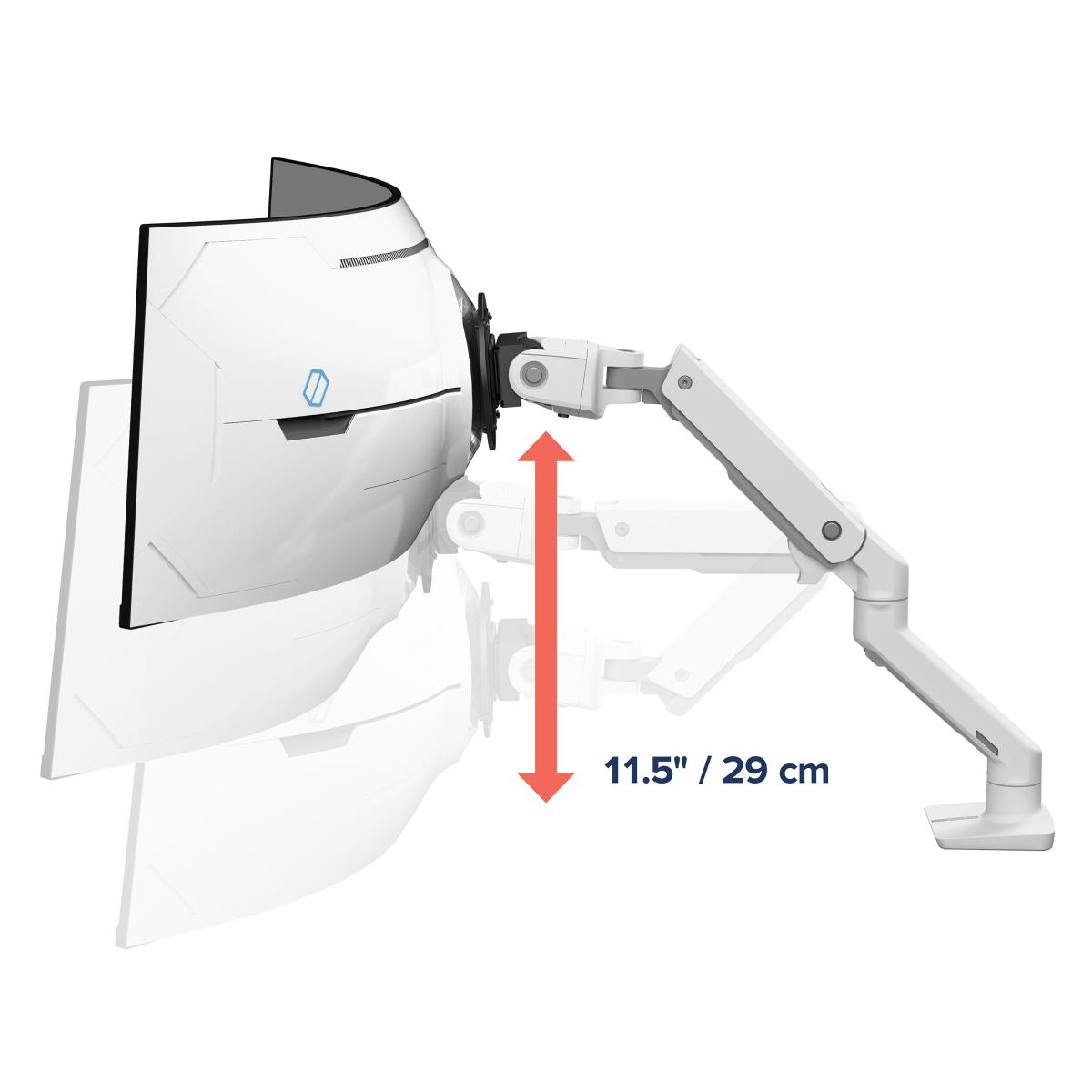Monitor Mount - HX Desk Monitor Arm with VHD Pivot - 1 monitor - Tilt/Pan/Rotate - up to 57in - White