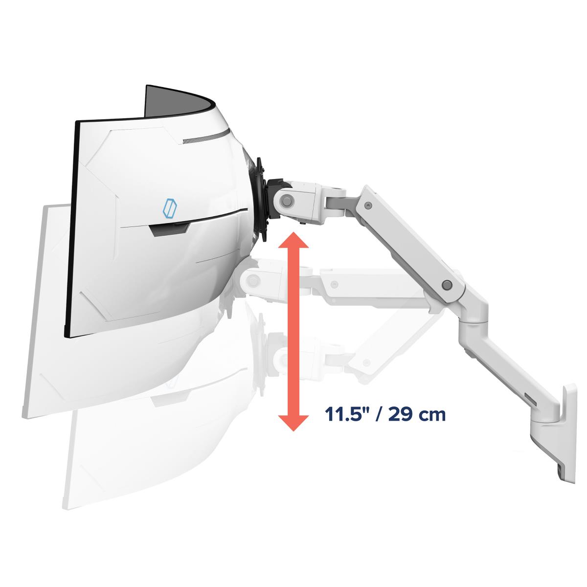 Monitor Mount - HX Wall Monitor Arm with VHD Pivot - 1 monitor - Tilt/Pan/Rotate - up to 57in - White