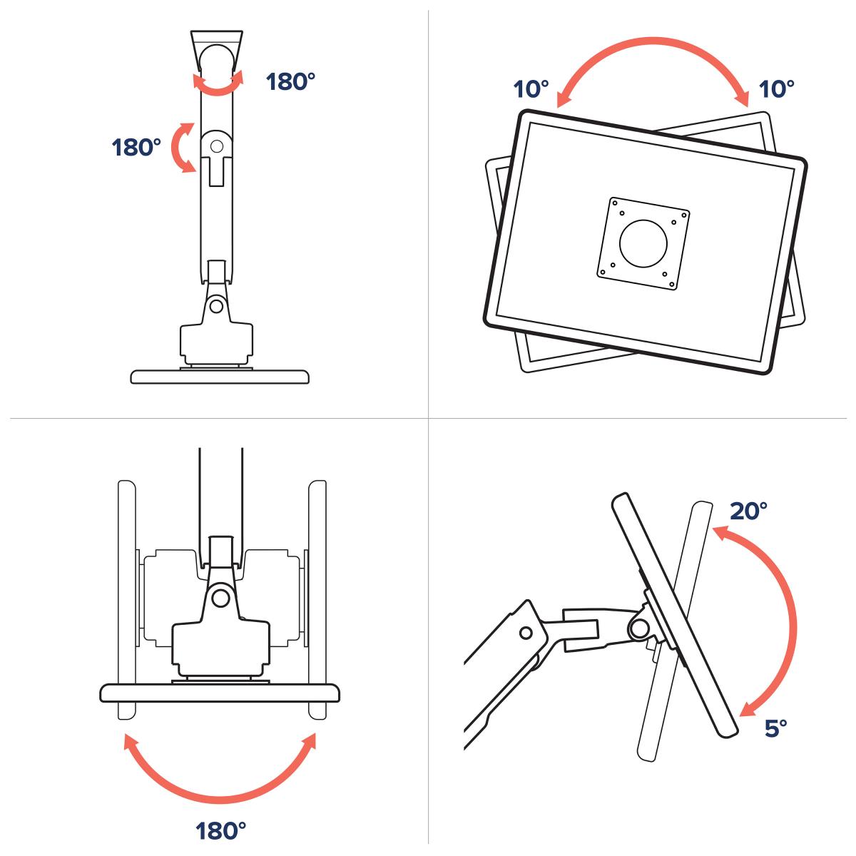 Monitor Mount - HX Wall Monitor Arm with VHD Pivot - 1 monitor - Tilt/Pan/Rotate - up to 57in - White