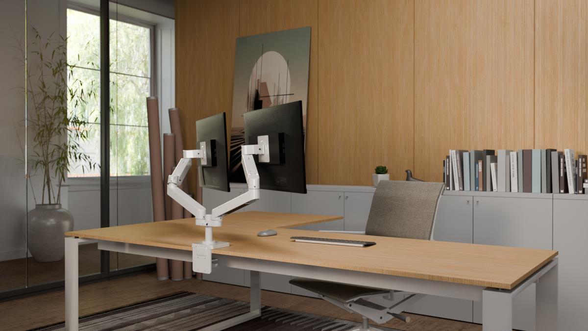 Monitor Mount - LX Pro Dual Side-by-Side Arm - Desk - 2 monitor - Tilt/Pan/Rotate - up to 27in - White