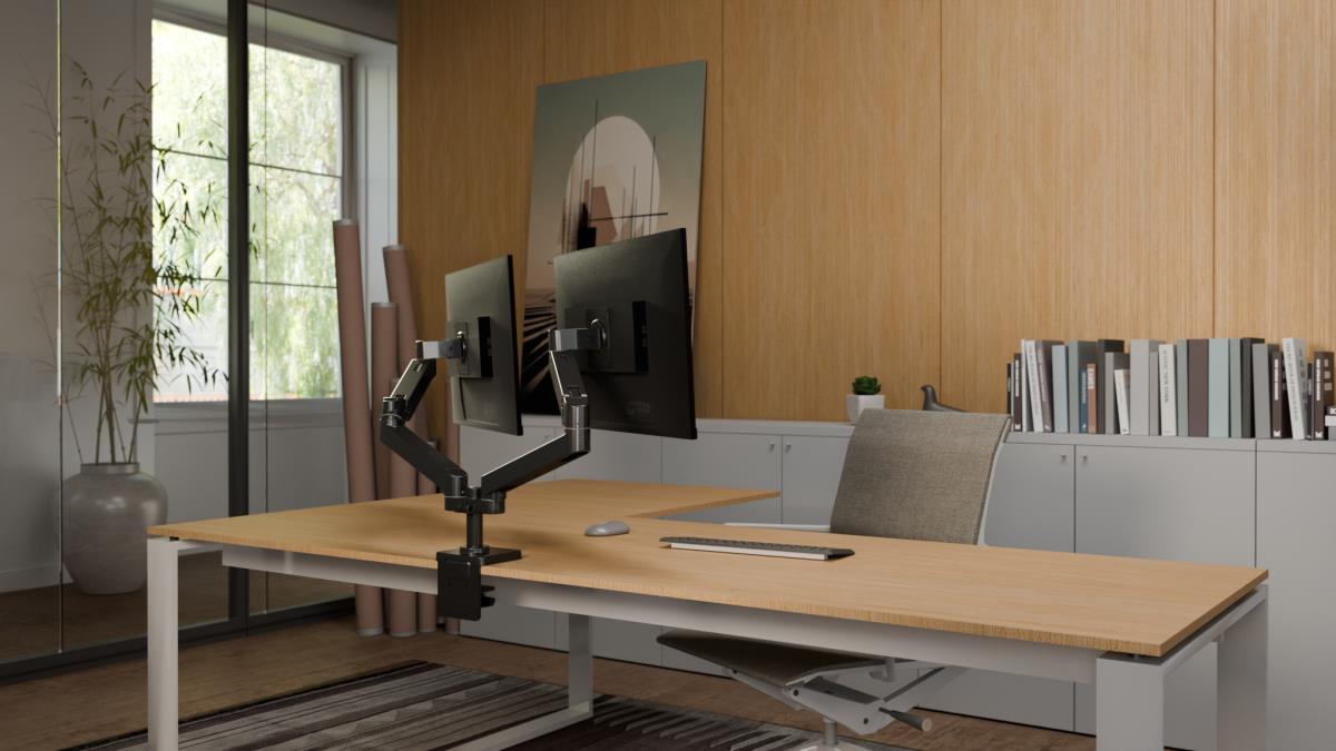Monitor Mount - LX Pro Dual Side-by-Side Arm - Desk - 2 monitor - Tilt/Pan/Rotate - up to 27in - Black