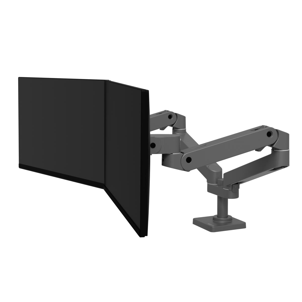 Monitor Mount - LX Pro Dual Side-by-Side Arm - Desk - 2 monitor - Tilt/Pan/Rotate - up to 27in - Dark Grey