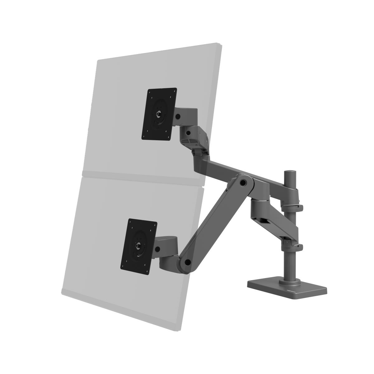 Monitor Mount - LX Pro Dual Stacking Arm - Desk - 2 monitor - Tilt/Pan/Rotate - up to 27in - Dark Grey