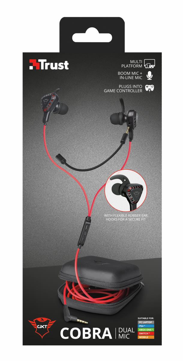 Earphones - Gxt408 Cobra - Multiplatform Gaming - Wired 3.5mm - Black / Red