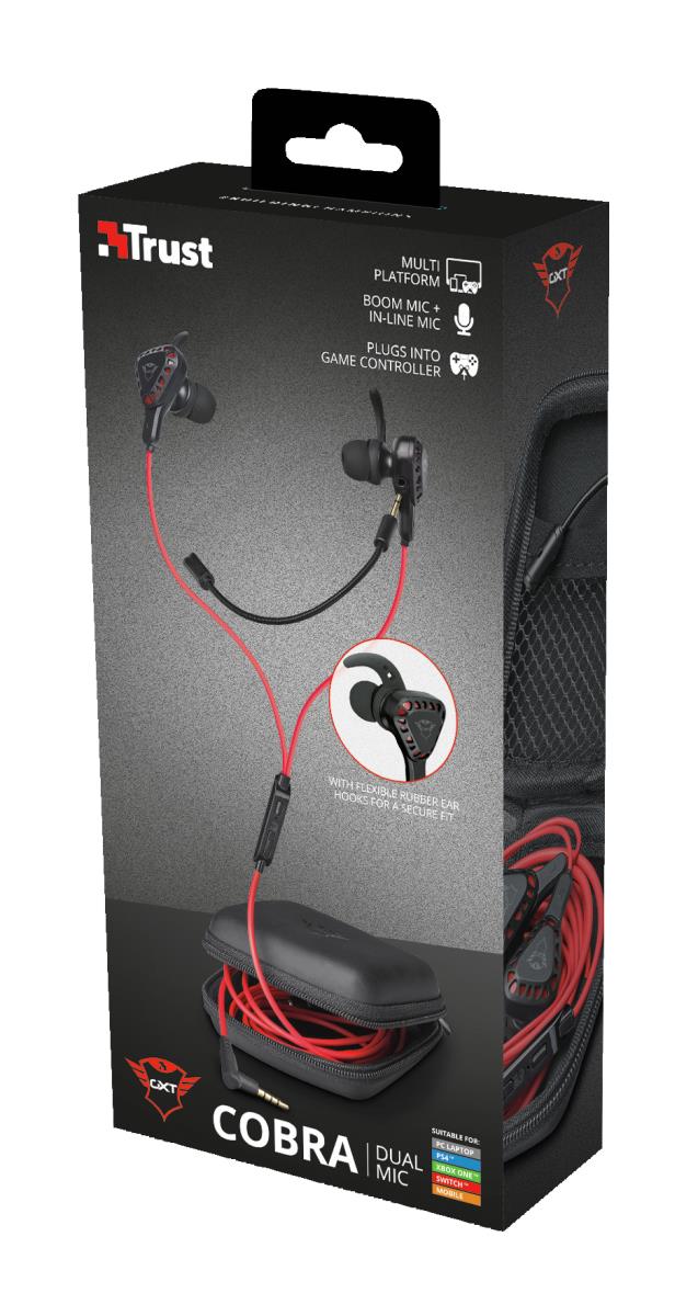 Earphones - Gxt408 Cobra - Multiplatform Gaming - Wired 3.5mm - Black / Red