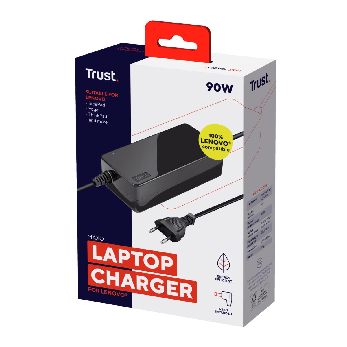 Maxo Laptop Charger 90w Black For Lenovo