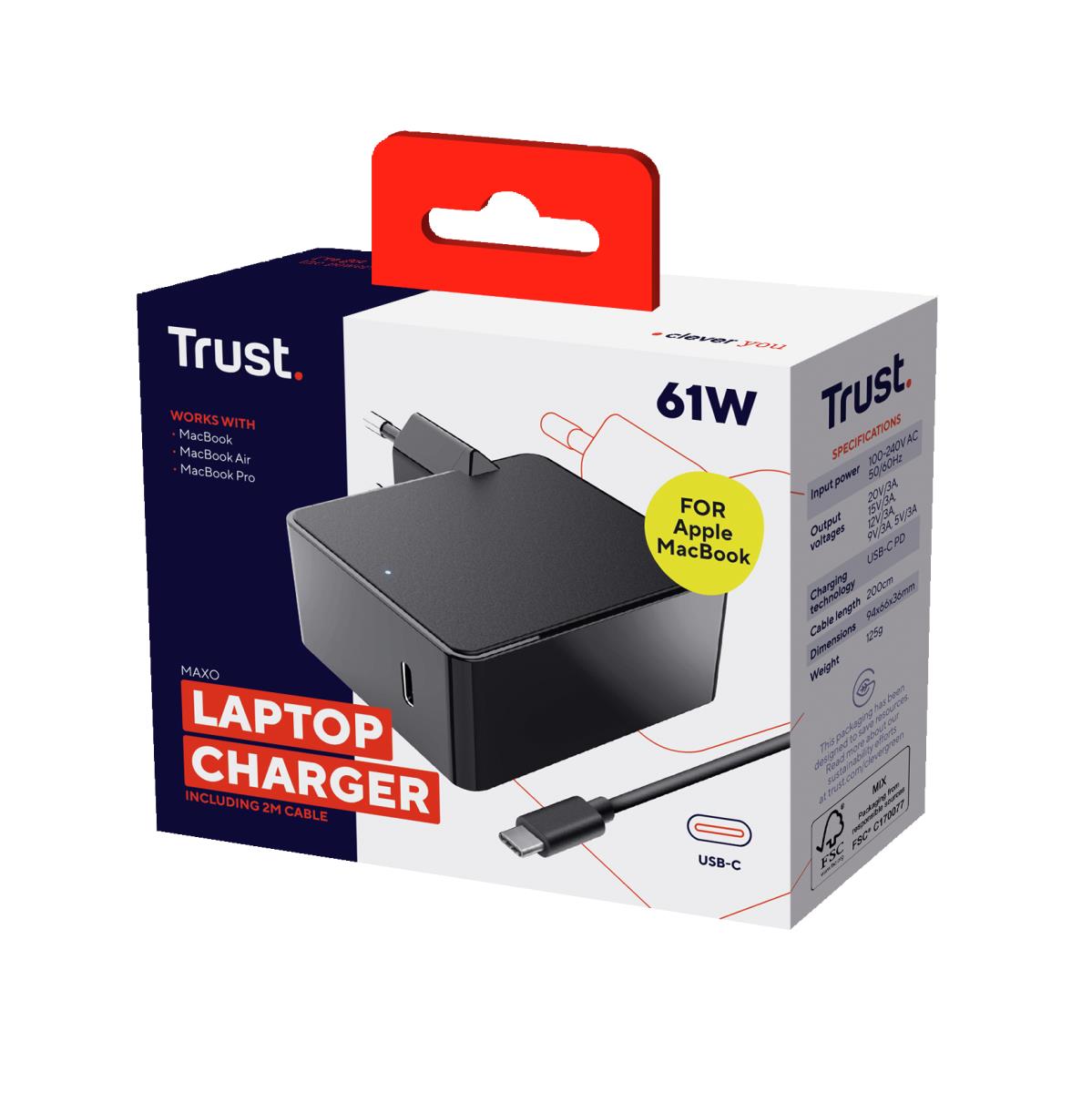 Maxo Laptop Charger 61w USB-c Black For Apple