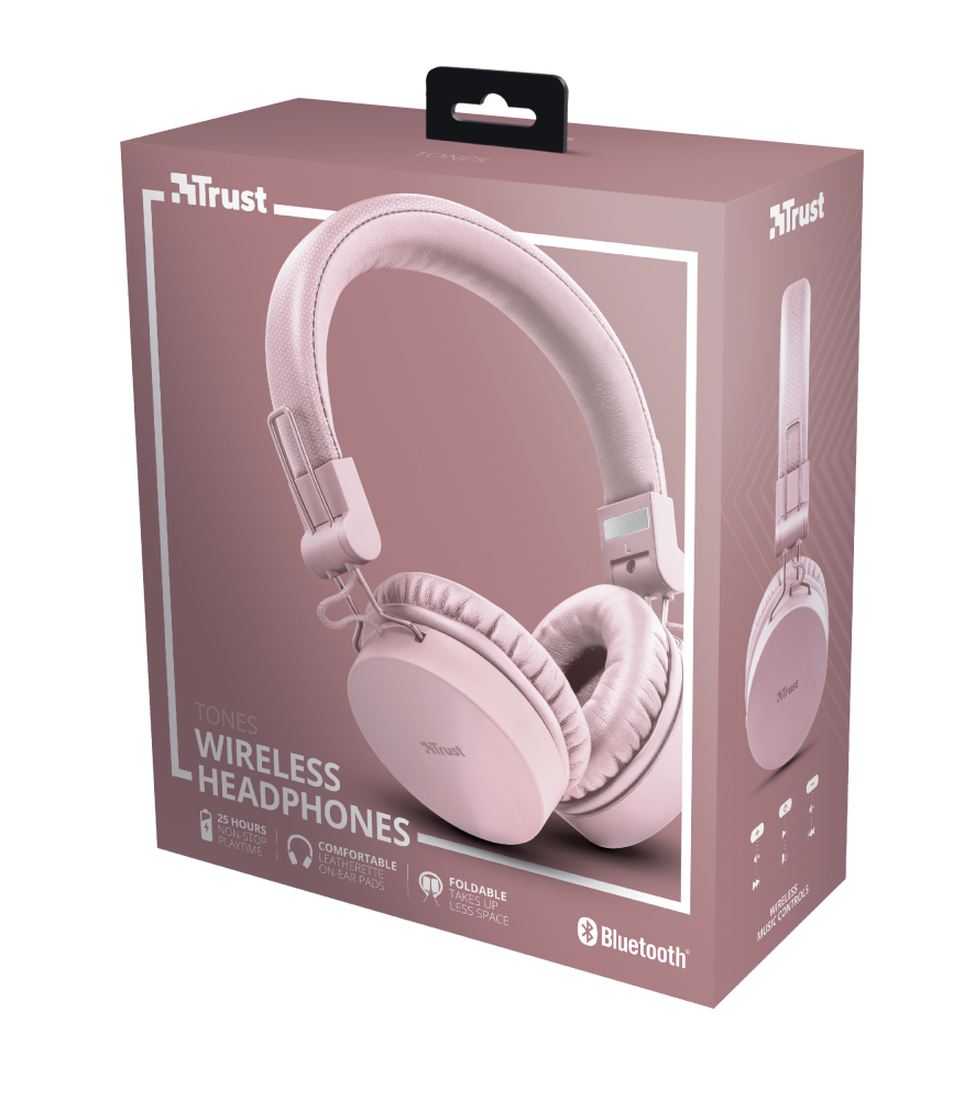 Headphones -  Tones - Wireless Bluetooth - Pink